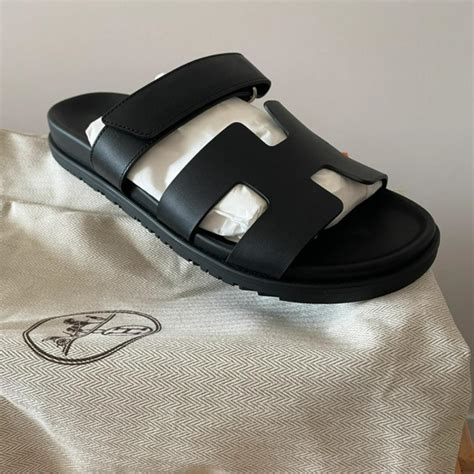 hermes nero|hermes men's black sandals.